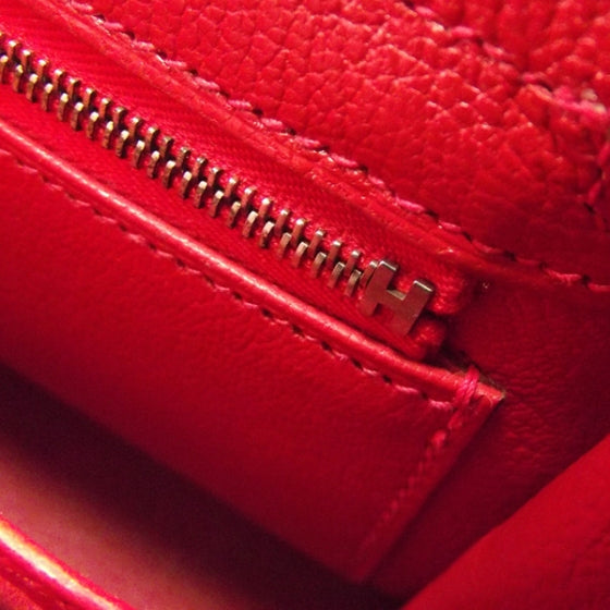 Hermes Chevre Leather KELLY 25 Vermillion w Strap 9 of 13