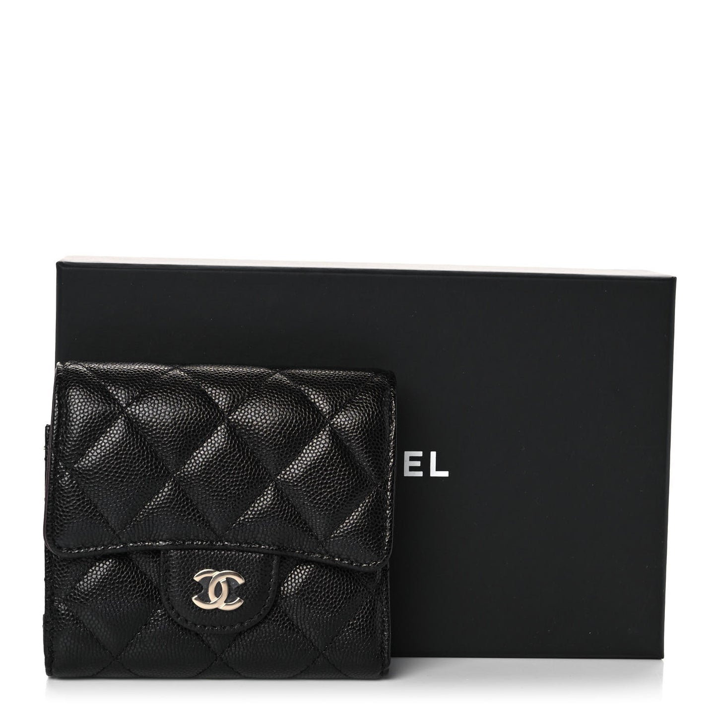 Caviar Quilted Small Flap Wallet Black
