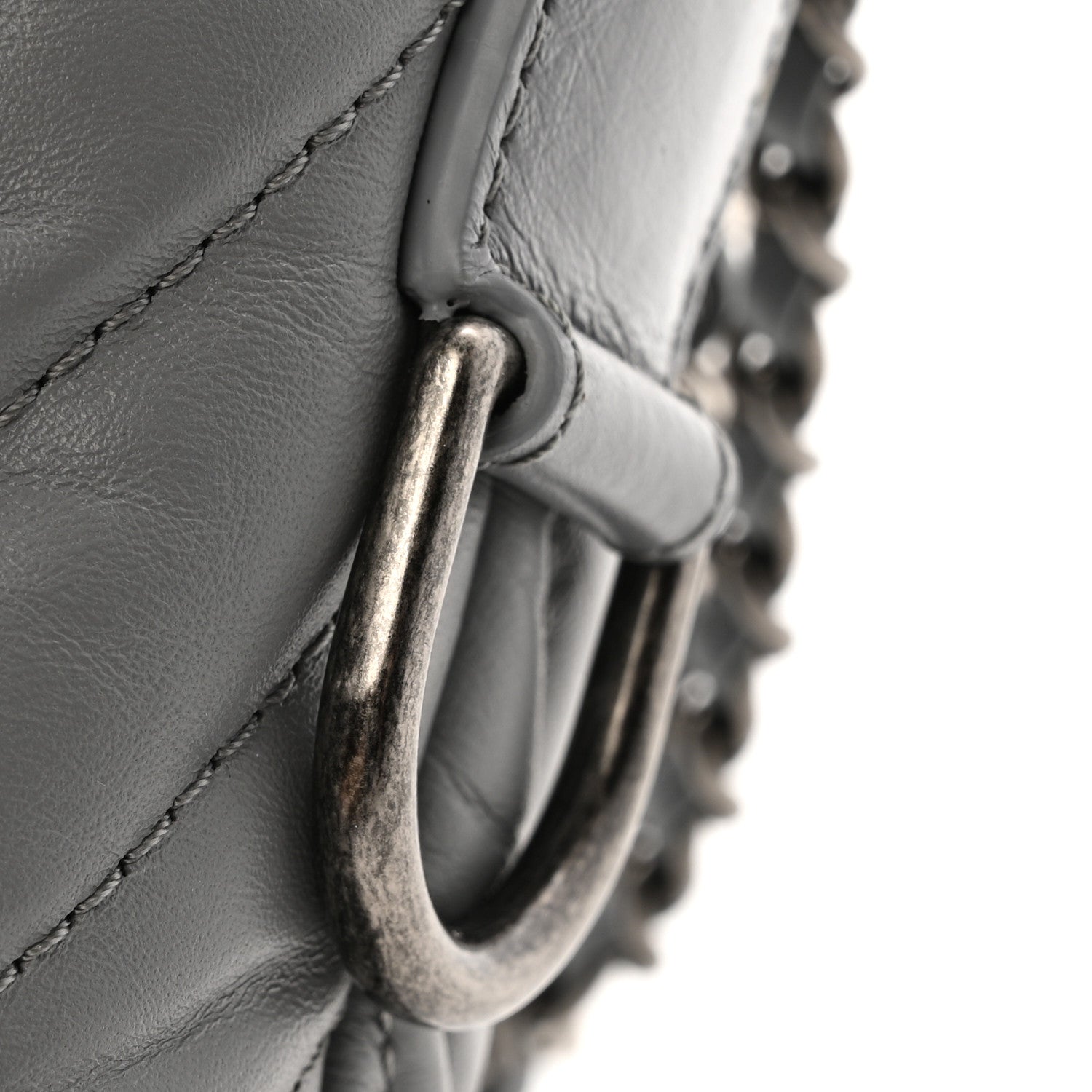 Chanel Aged Calfskin Chevron Quilted Small Gabrielle Hobo Grey 11 of 14