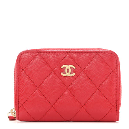 Chanel Caviar Quilted Zip Coin Purse Red 1 of 9