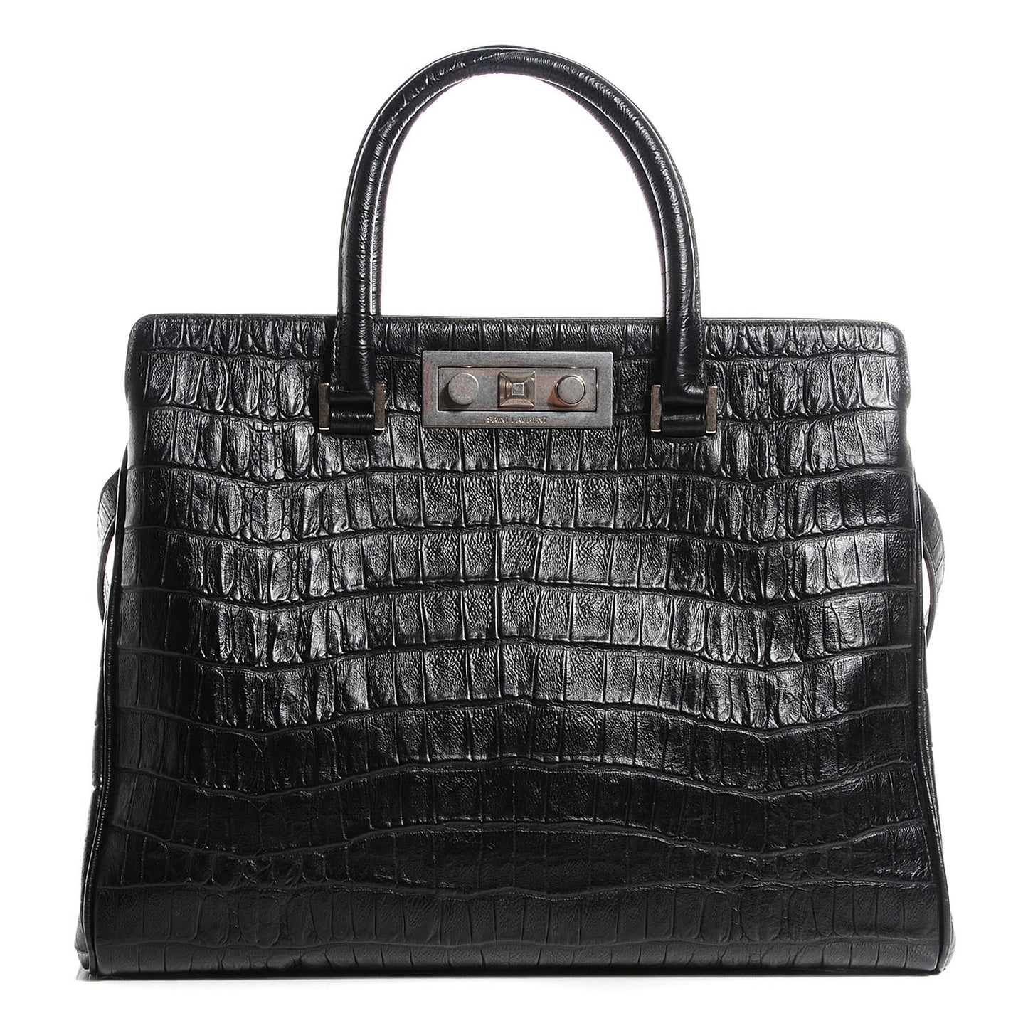 Crocodile Embossed Medium trois Class Tote Black