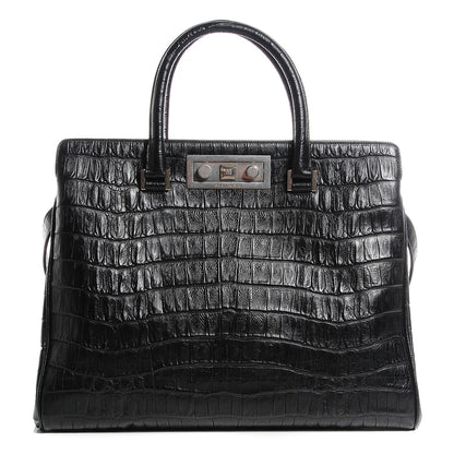 Saint Laurent Crocodile Embossed Medium trois Class Tote Black 1 of 10