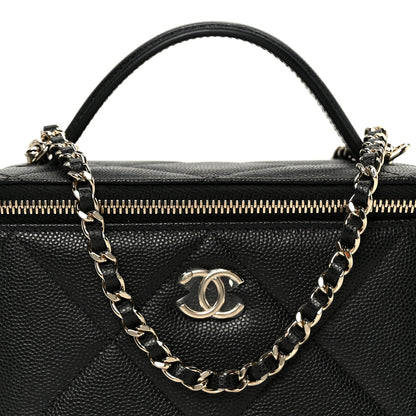 Chanel Caviar Quilted Top Handle Long Vanity Black 9 of 12