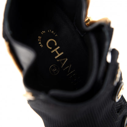 Chanel Knit Patent Calfskin Cap Toe Short Boots 37.5 Black 8 of 11
