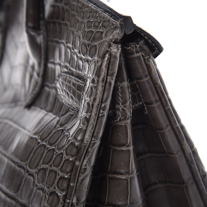 Hermes Matte Niloticus Crocodile Birkin 30 Gris Elephant 41 of 45