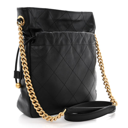 Chanel Calfskin Quilted Drawstring Bucket Bag Black 3 of 11