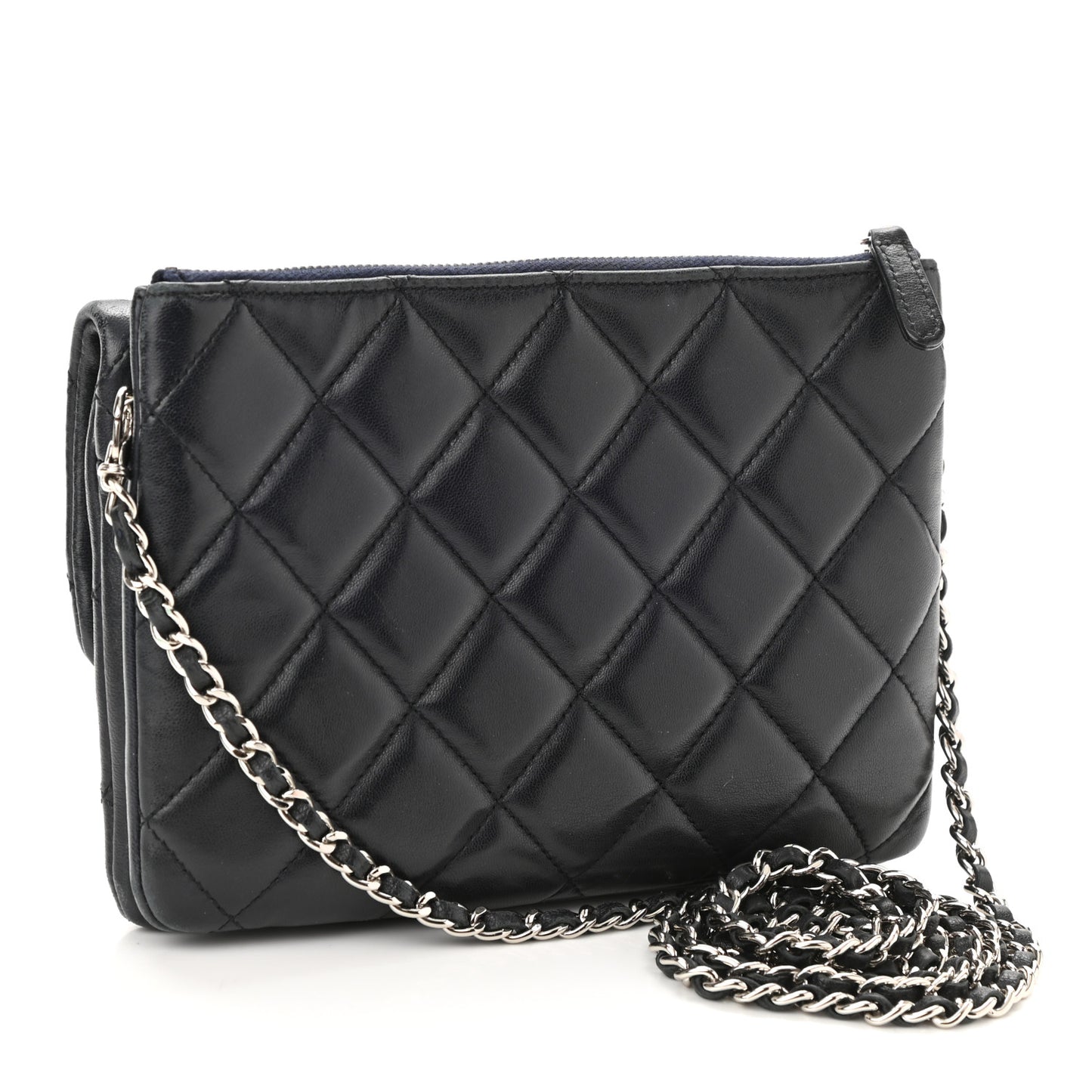 Lambskin Quilted Daily Zippy Crossbody Black