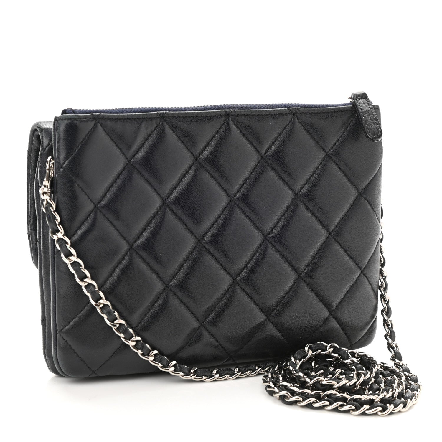 Chanel Lambskin Quilted Daily Zippy Crossbody Black 2 of 13