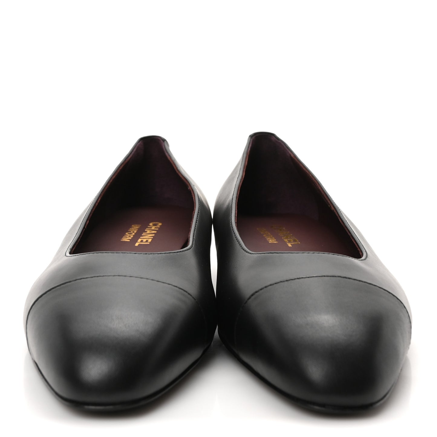 Lambskin Cap Toe Ballerina Flats 39 Black