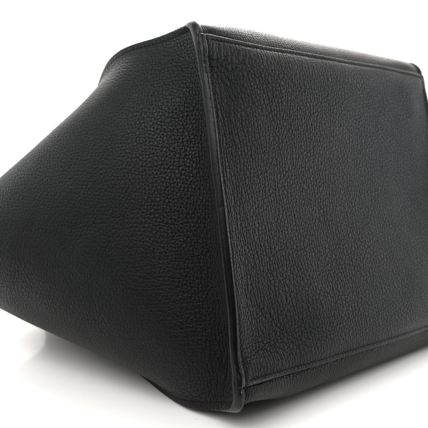 Supple Grained Calfskin Small Long Strap Big Bag Black