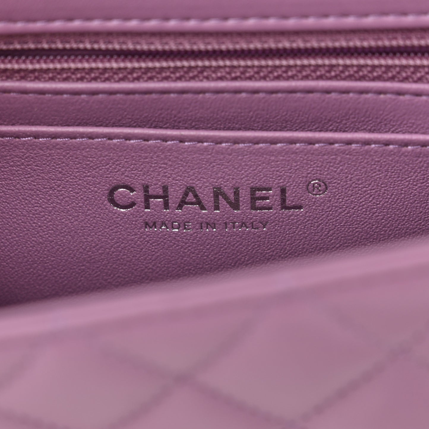 Lambskin Quilted Mini Rectangular Flap Purple
