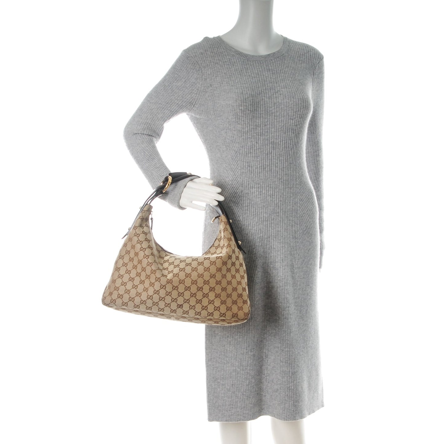 Monogram Medium Horsebit Chain Hobo Dark Brown