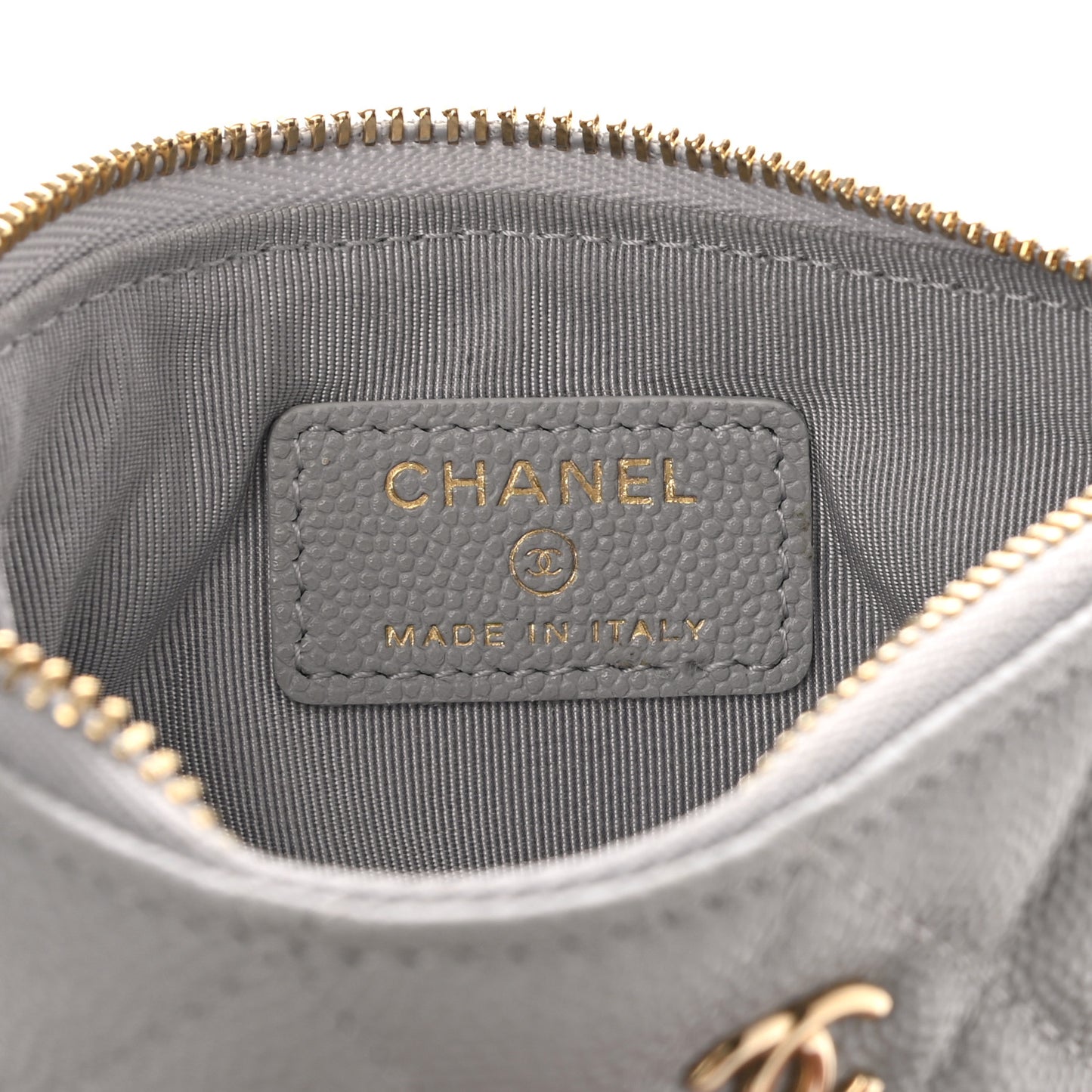 Caviar Quilted Small Cosmetic Case Grey