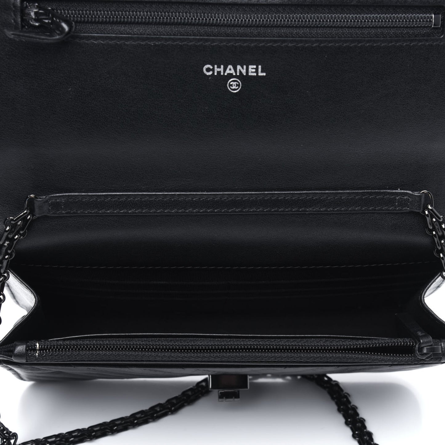 Aged Calfskin Chevron Quilted Reissue Wallet On Chain WOC So Black