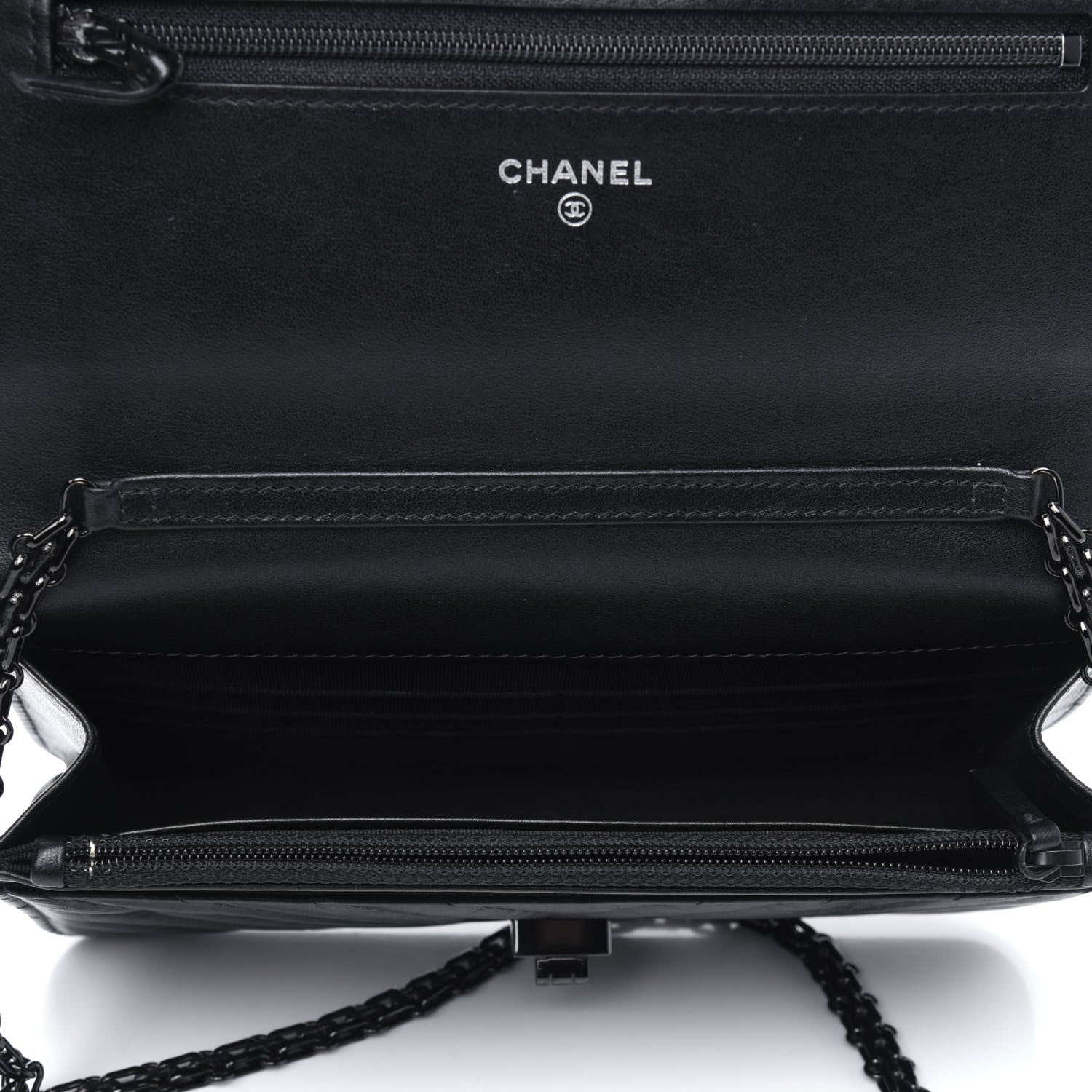Chanel Aged Calfskin Chevron Quilted Reissue Wallet On Chain WOC So Black 5 of 13