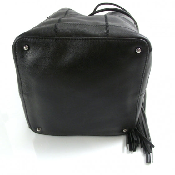 Square Stitched Tassel Bag Black