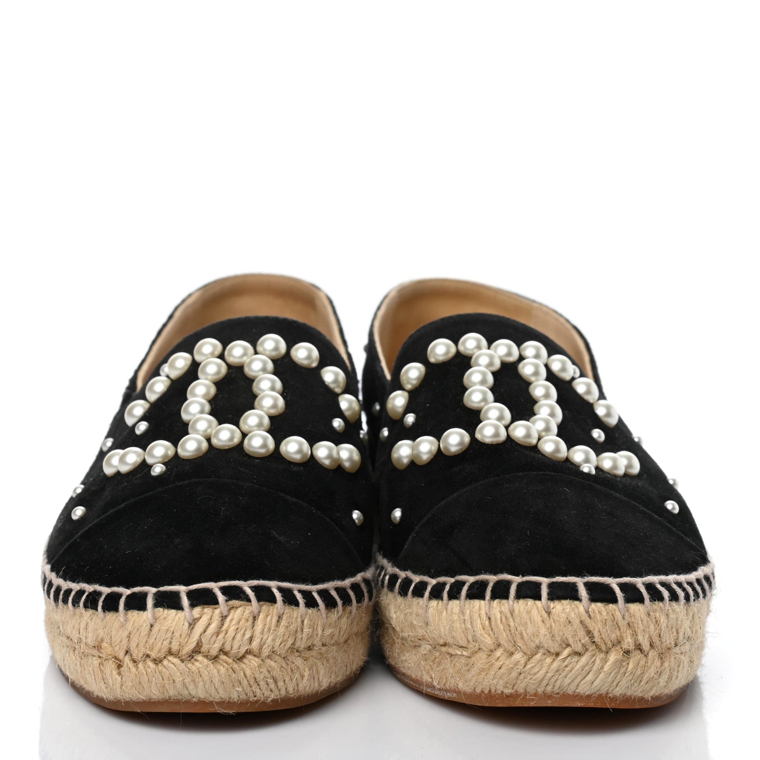 Chanel Suede Pearl CC Espadrilles 37 Black 2 of 10