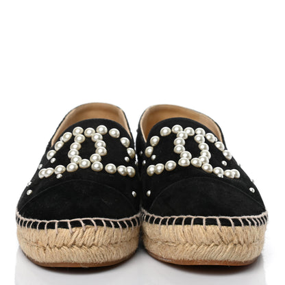 Chanel Suede Pearl CC Espadrilles 37 Black 2 of 10