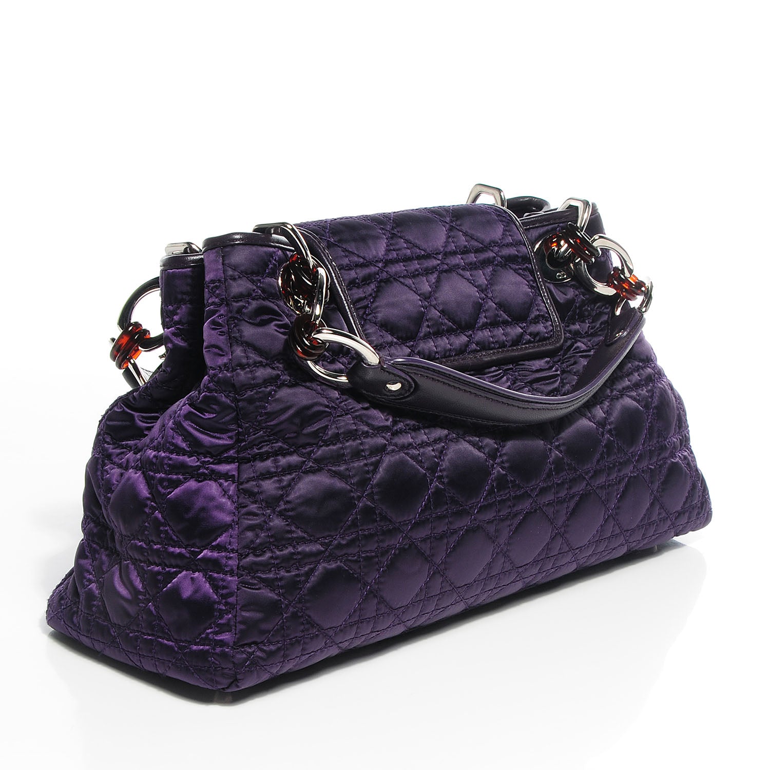 Christian Dior Satin Cannage Charming Lock Flap Bag Purple 3 of 8