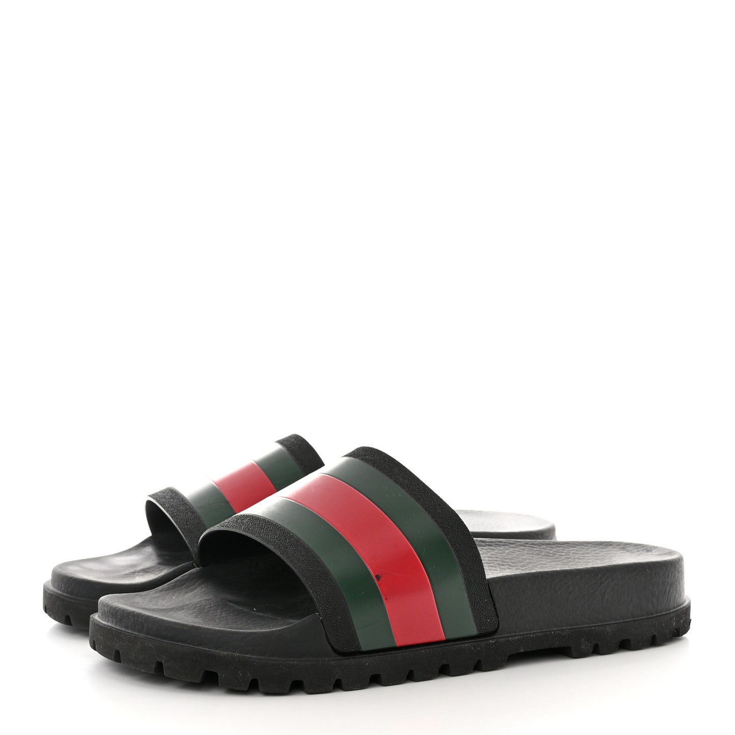 Rubber Web Mens Lug Sole Slide Sandals 11 Black Green Red