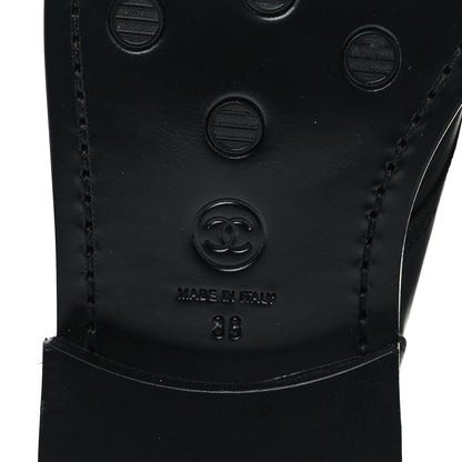 Chanel Shiny Calfskin Lace Up Combat Boots 38 Black 6 of 8