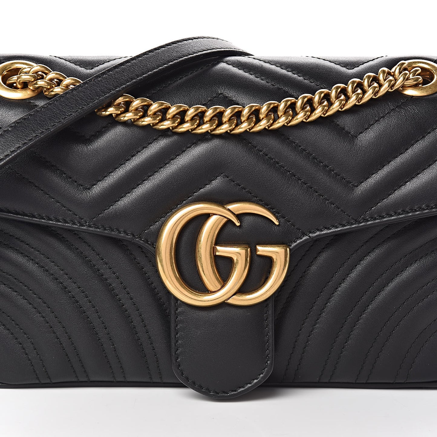 Calfskin Matelasse Small GG Marmont Shoulder Bag Black