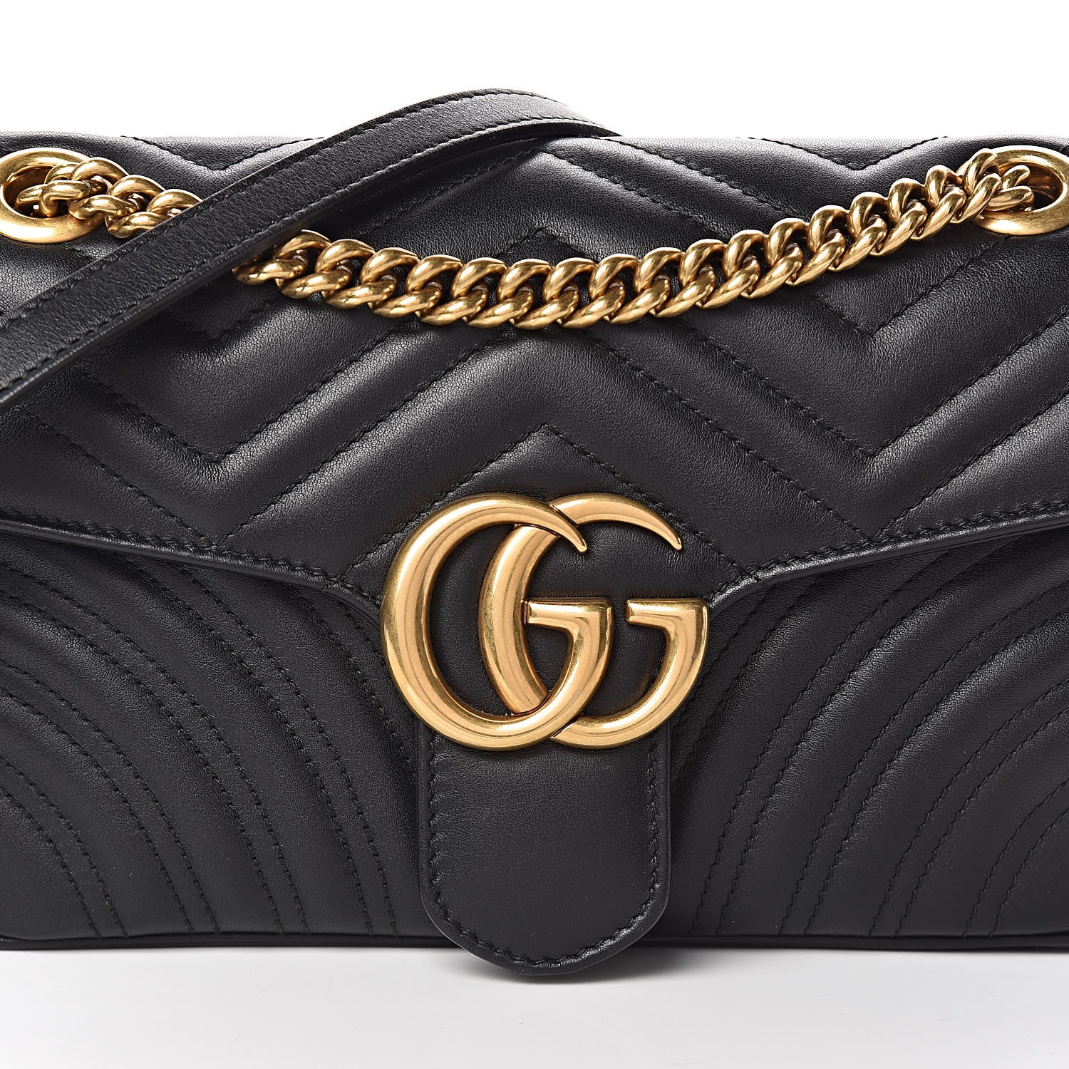 Gucci Calfskin Matelasse Small GG Marmont Shoulder Bag Black 10 of 10