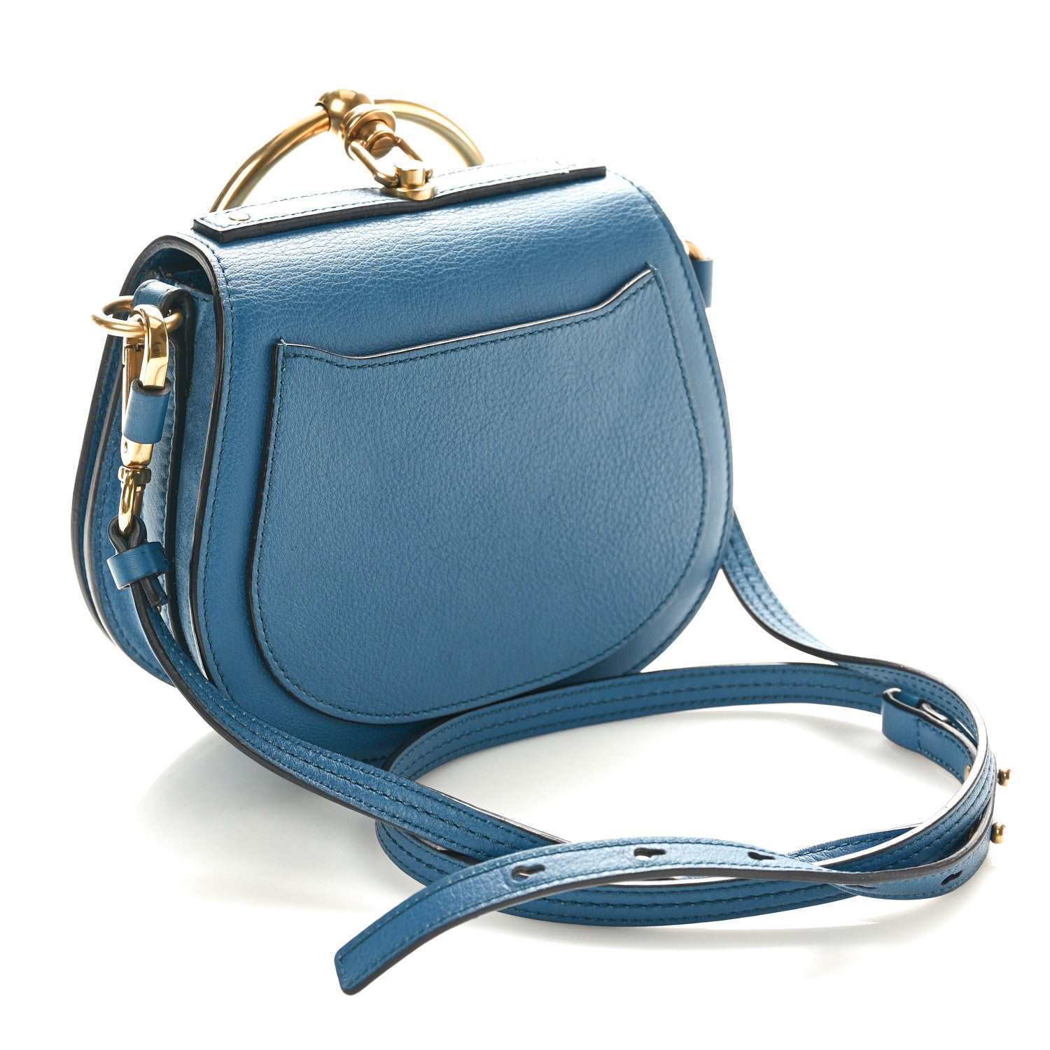 Chloe Calfskin Suede Small Nile Bracelet Bag Vinyl Blue 3 of 11