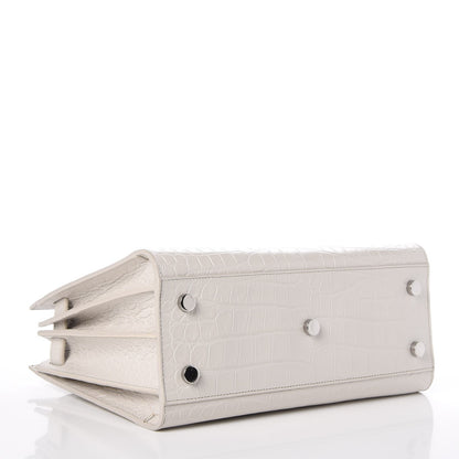 Saint Laurent Calfskin Crocodile Embossed Baby Sac De Jour Gris Perle 4 of 7