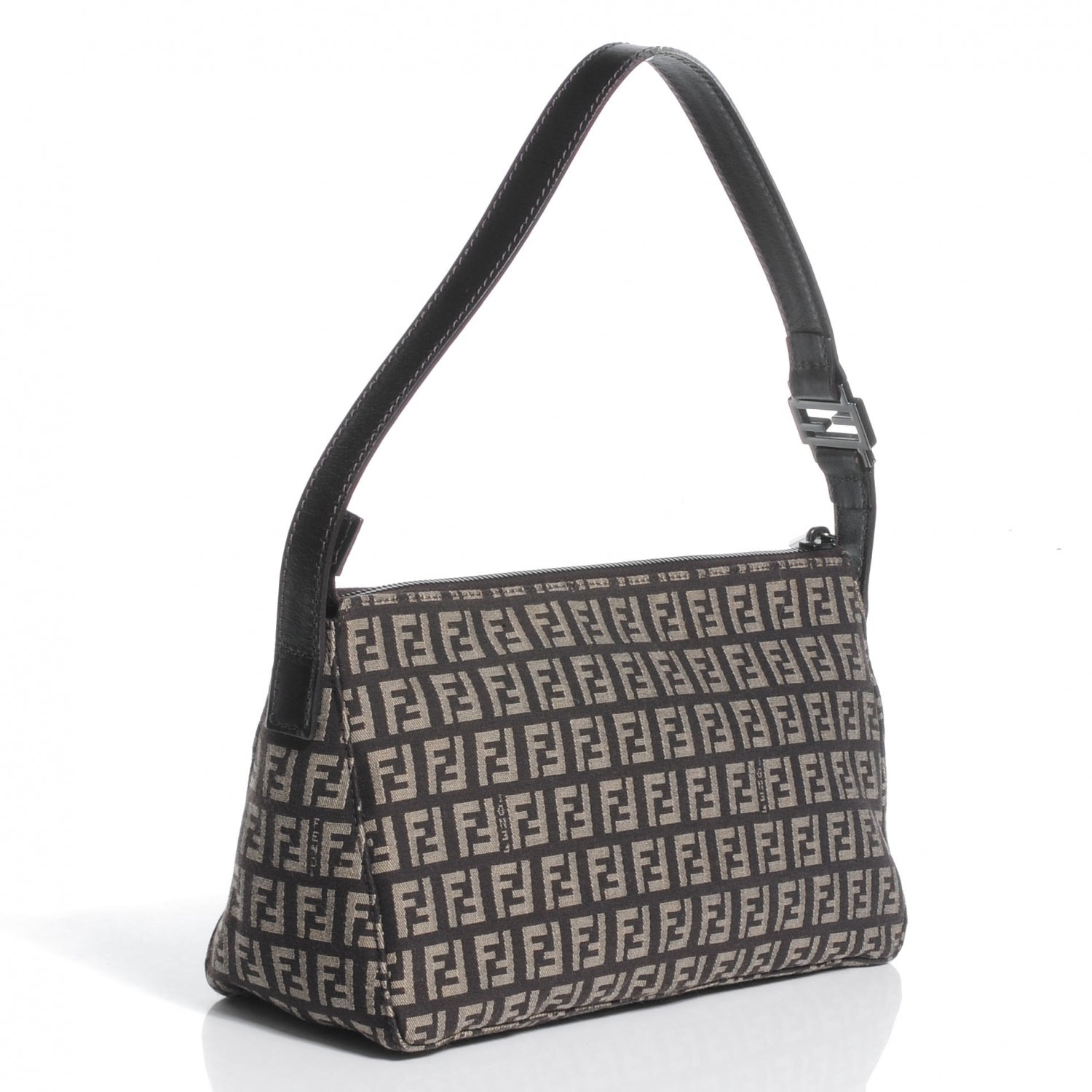Fendi Zucchino Vitello Small Shoulder Bag Testa di Moro Beige 4 of 10