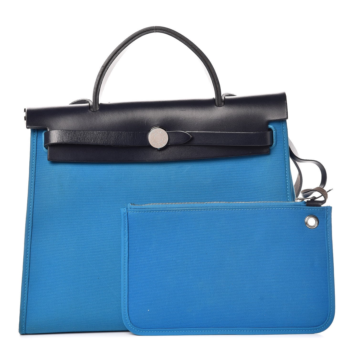 Hermes Vache Hunter Toile Herbag Zip 31 PM Bleu Zanzibar Bleu Indigo 1 of 16