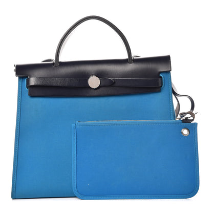 Hermes Vache Hunter Toile Herbag Zip 31 PM Bleu Zanzibar Bleu Indigo 1 of 16