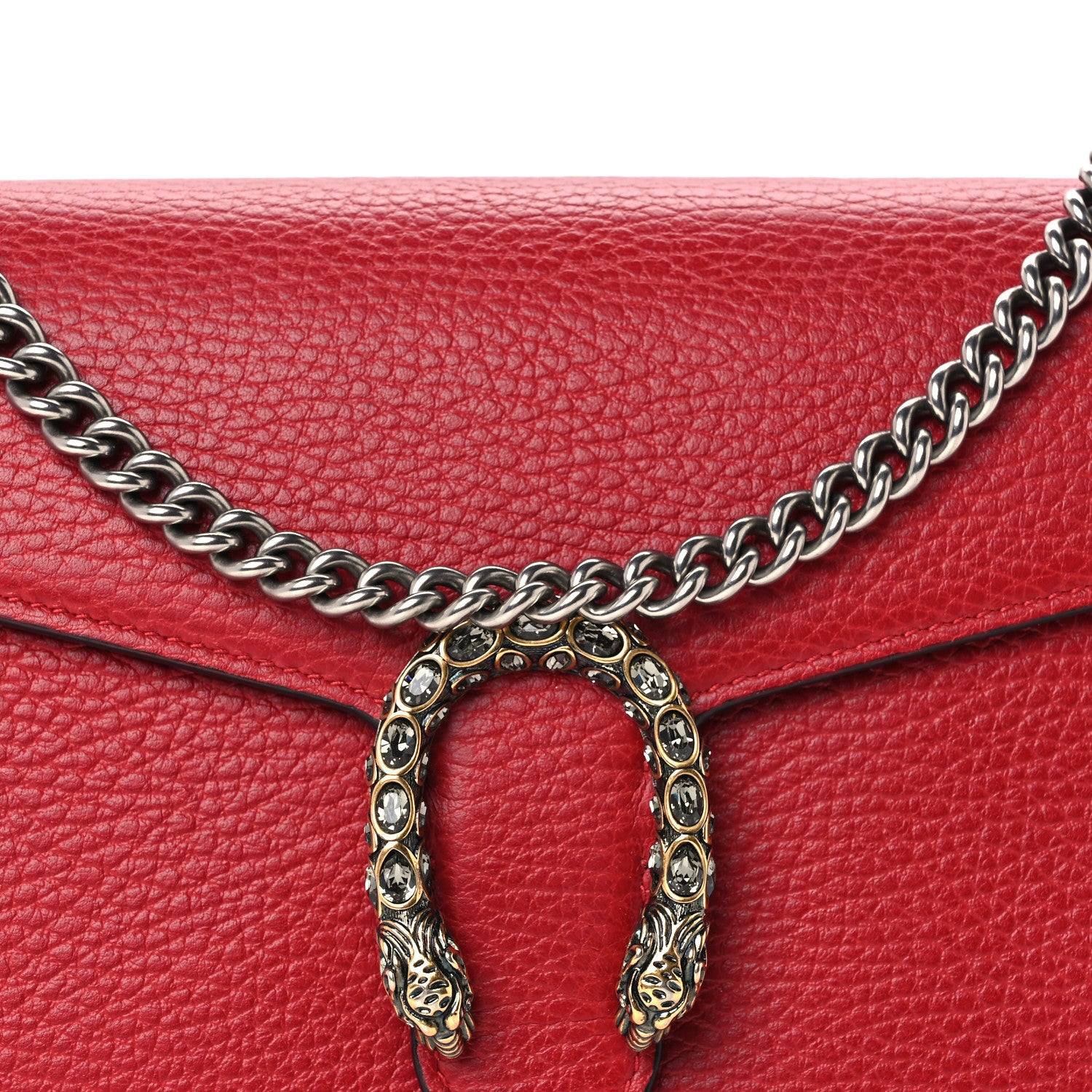 Gucci Calfskin Mini Dionysus Chain Wallet Hibiscus Red 8 of 10