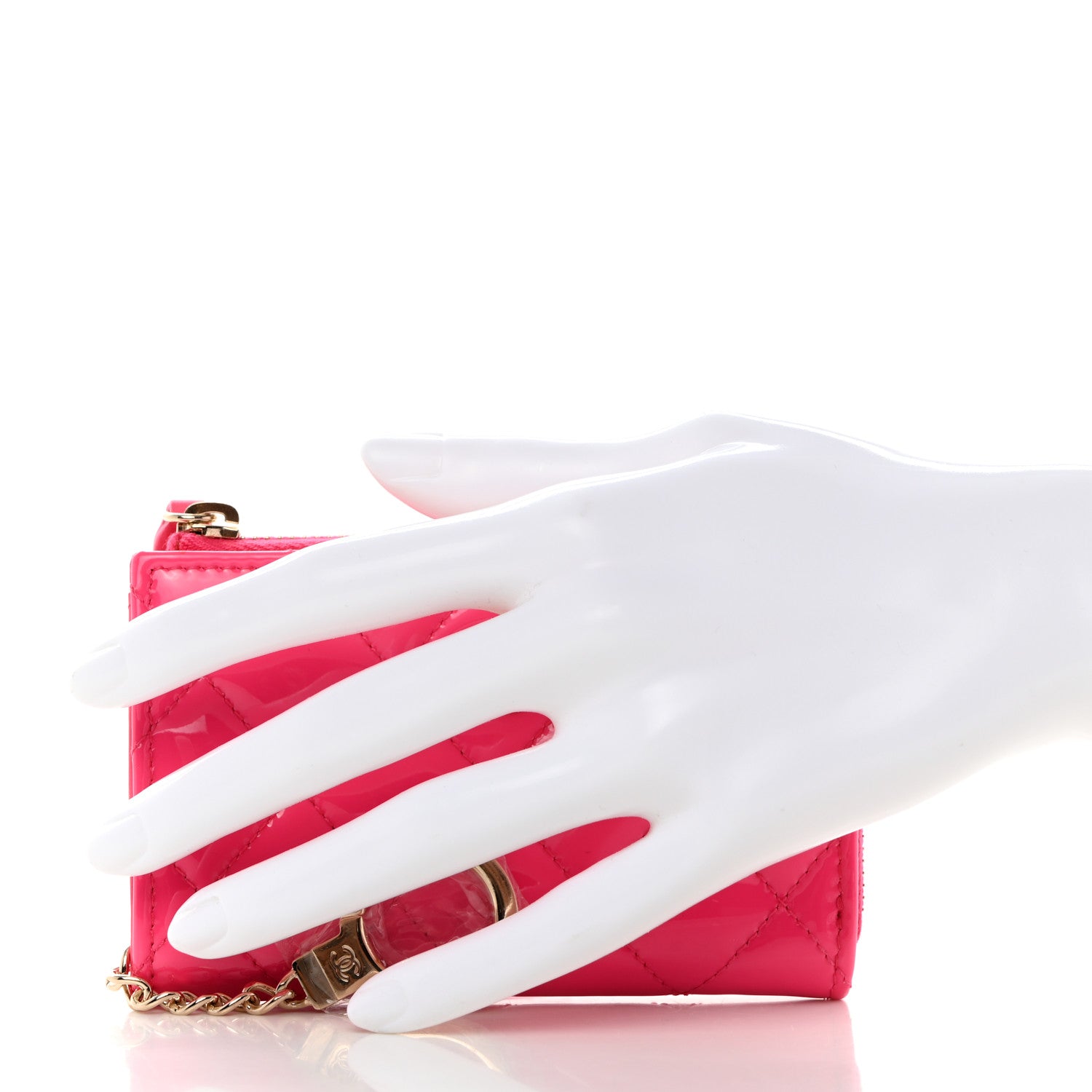 Chanel Patent Quilted Key Holder Case Pink 2 of 9