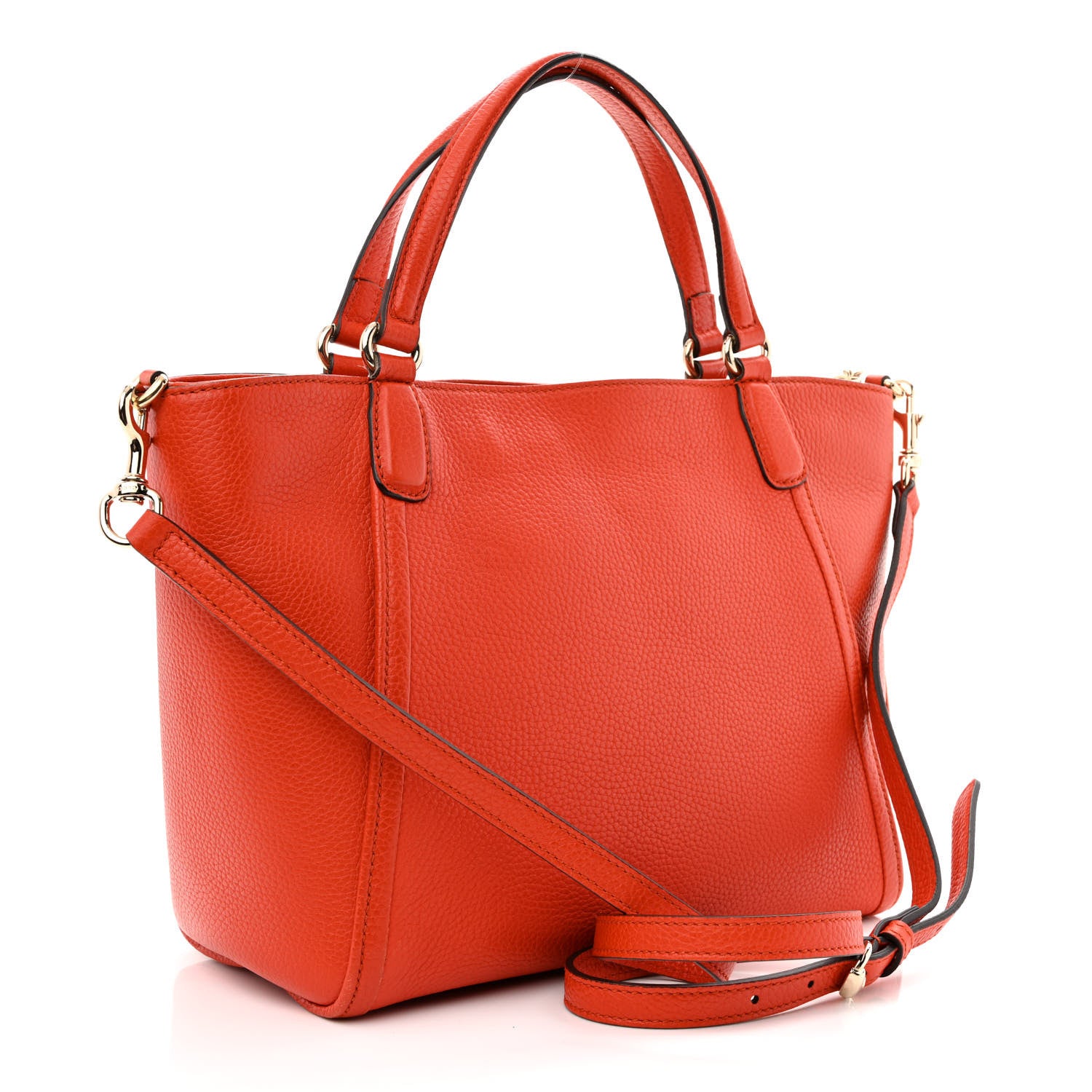 Gucci Pebbled Calfskin Small Soho Top Handle Bag Sun Orange 3 of 13
