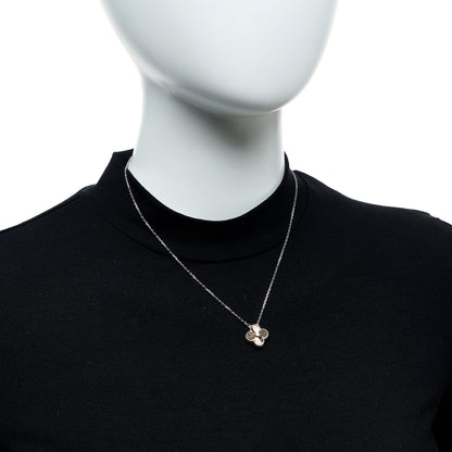 Van Cleef & Arpels 18K White Rose Gold Diamond Guilloche Vintage Alhambra Pendant Necklace 2 of 5