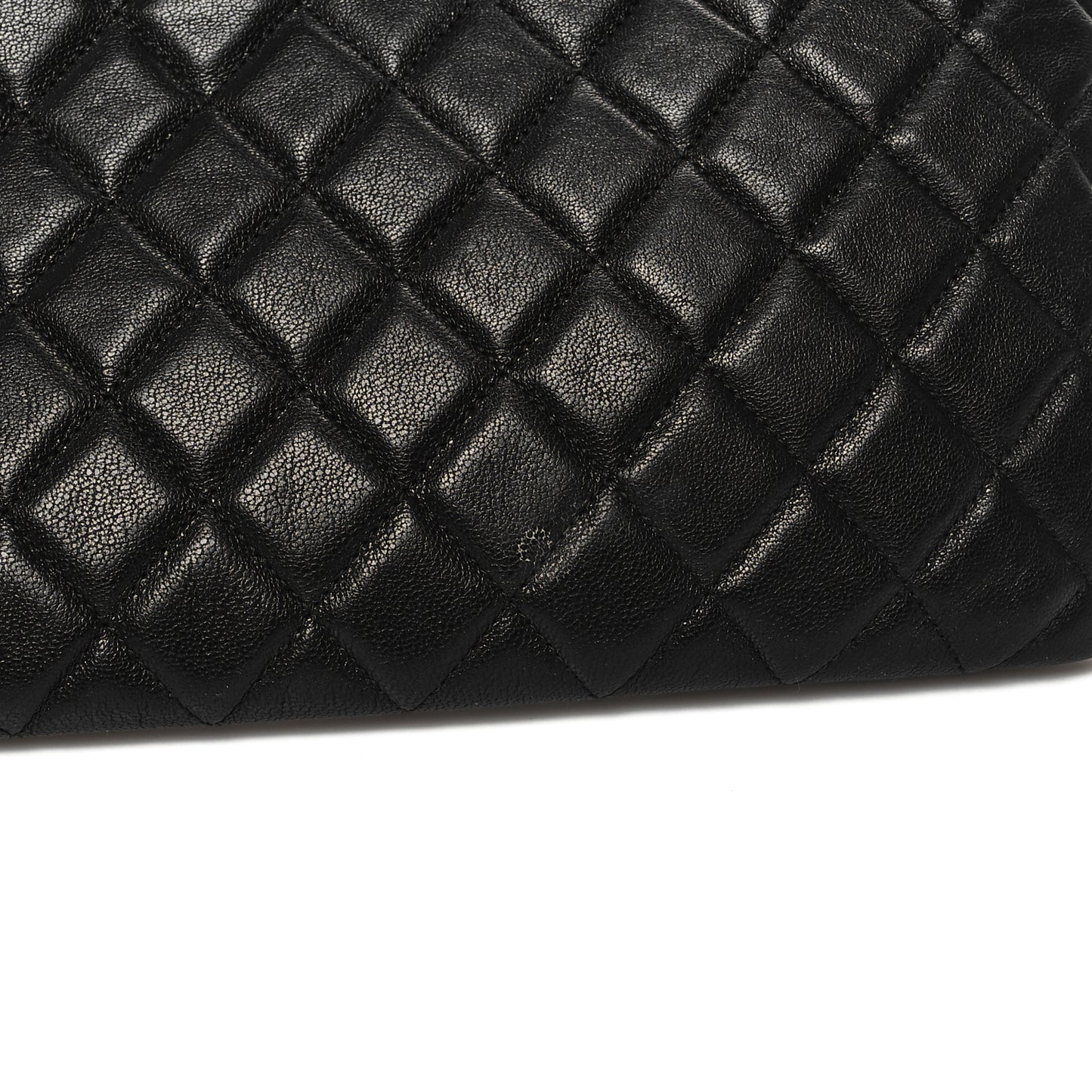 Sheepskin Quilted Large Vintage Mademoiselle Cosmetic Case Black