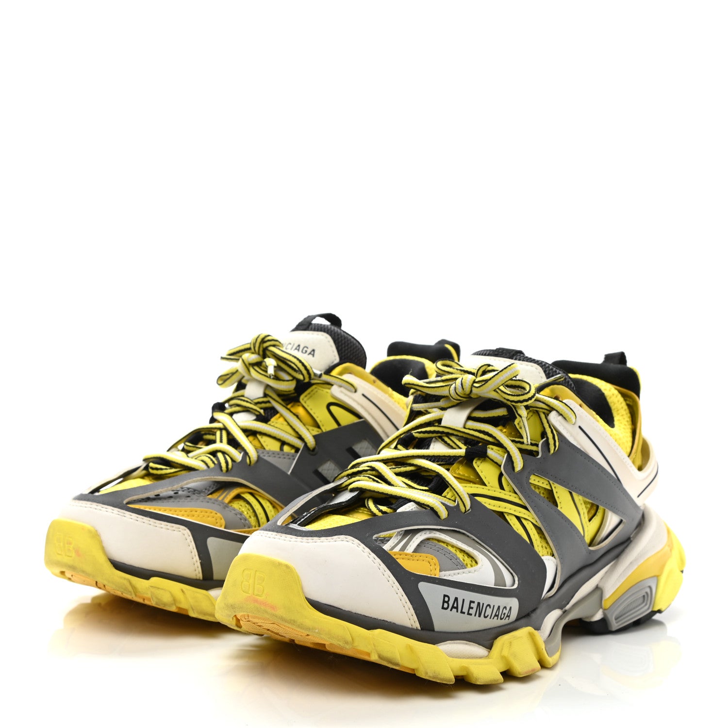 Balenciaga Mesh Nylon Womens Track Sneakers 39 Jaune Black White 3 of 10