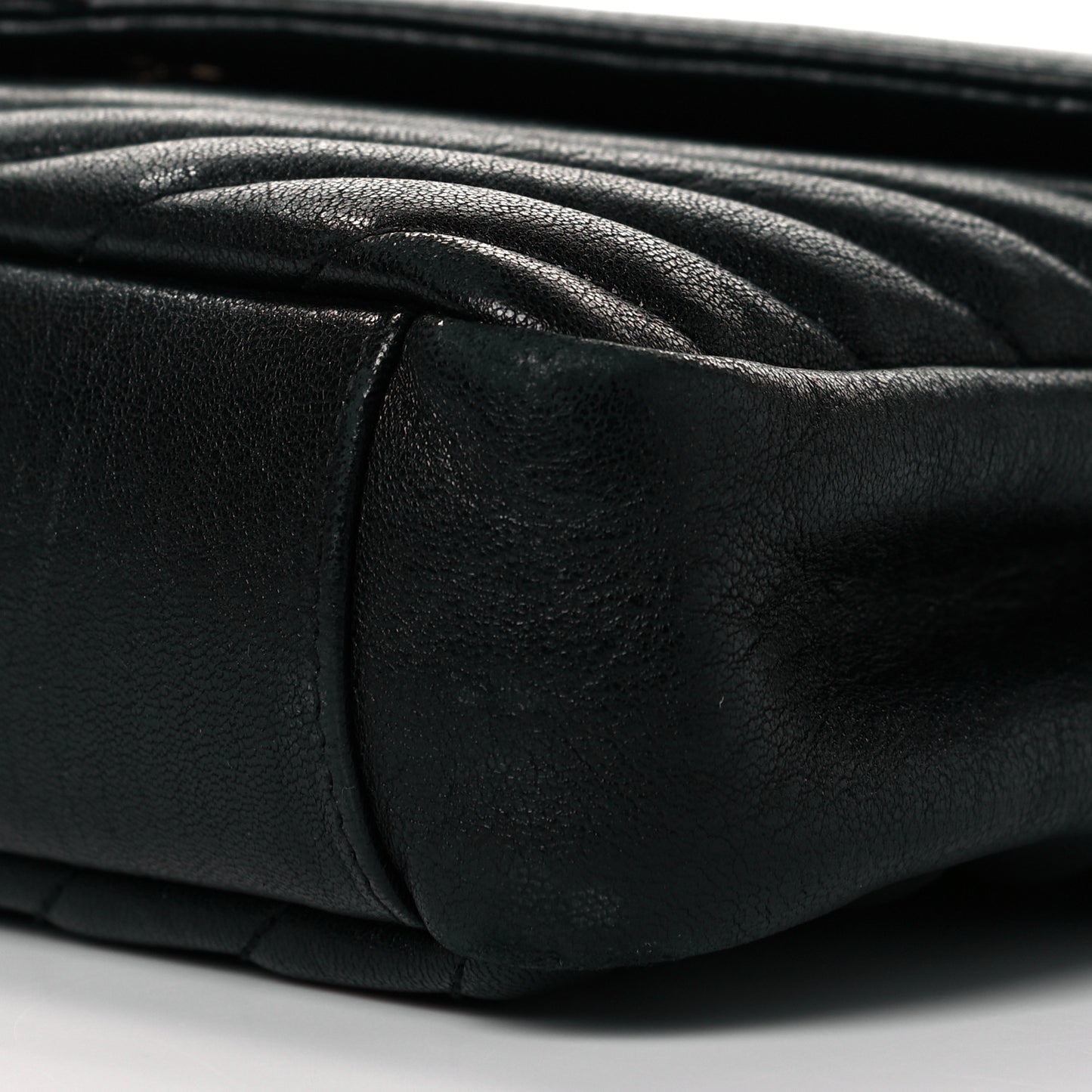 Sheepskin Matelasse Chevron Monogram Medium College Bag Black