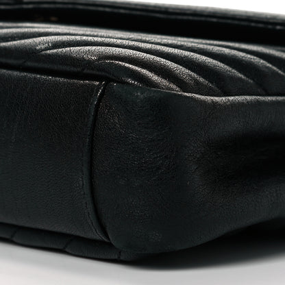 Saint Laurent Sheepskin Matelasse Chevron Monogram Medium College Bag Black 8 of 15