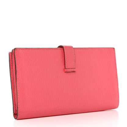 Hermes Chèvre Mysore Bearn Gusset Wallet Rose Lipstick 3 of 16