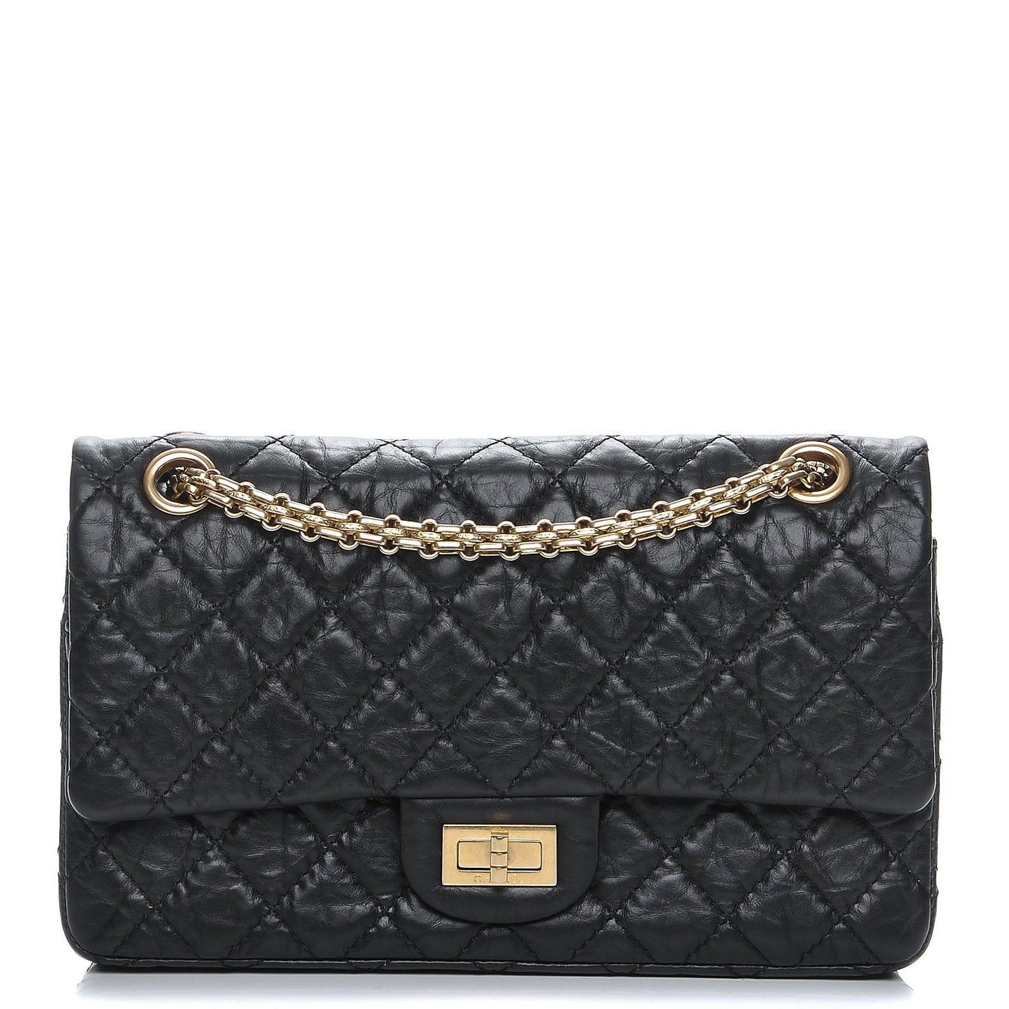 Aged Calfskin Quilted 2.55 Reissue 225 Flap Black