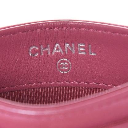 Chanel Metallic Lambskin Camellia Embossed Card Holder Fuchsia 6 of 9