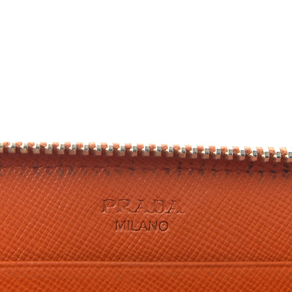 Prada Saffiano Perforated Striped Zip Around Wallet Papaya Caramel 6 of 6