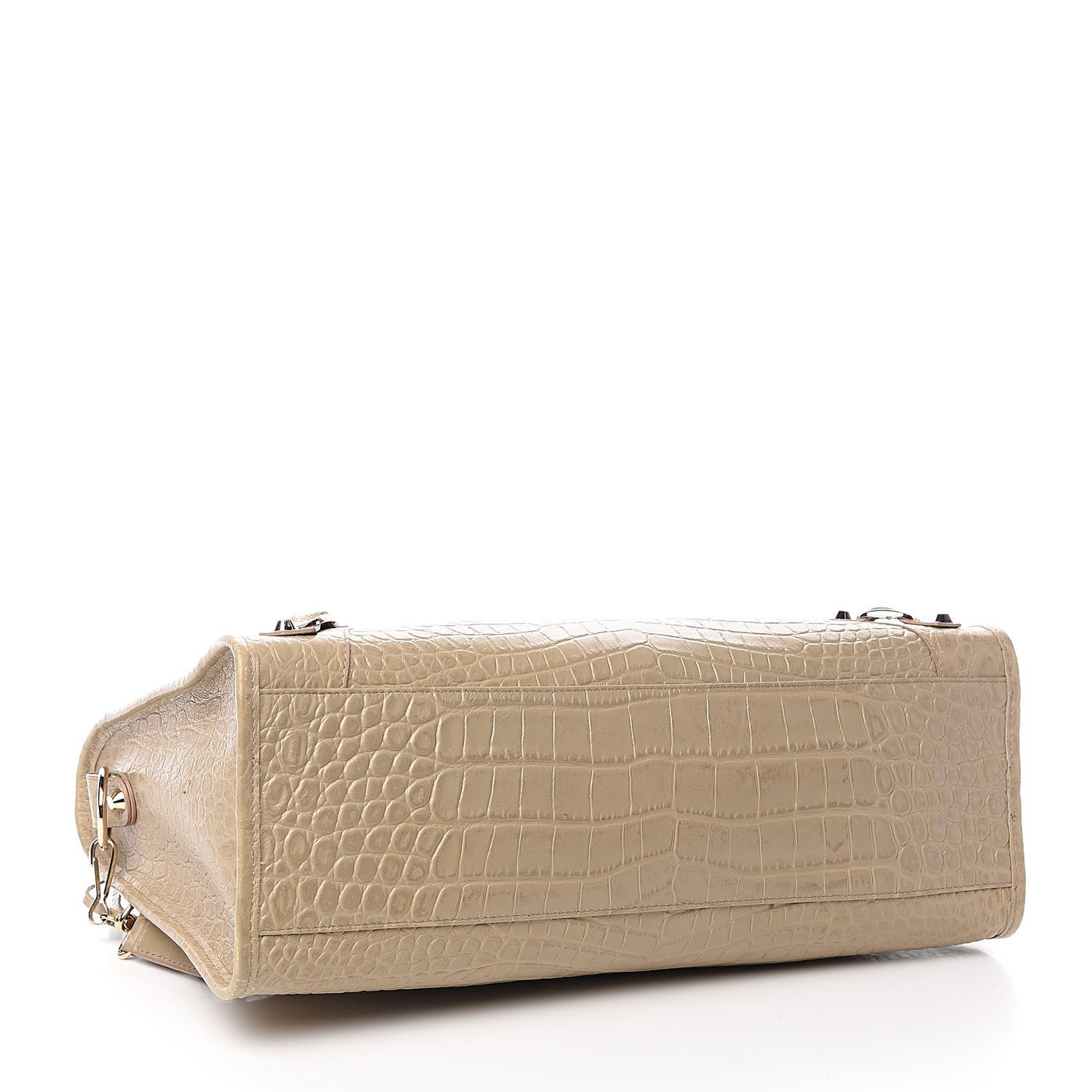 Calfskin Crocodile Embossed Classic Gold Hardware City Beige Latte