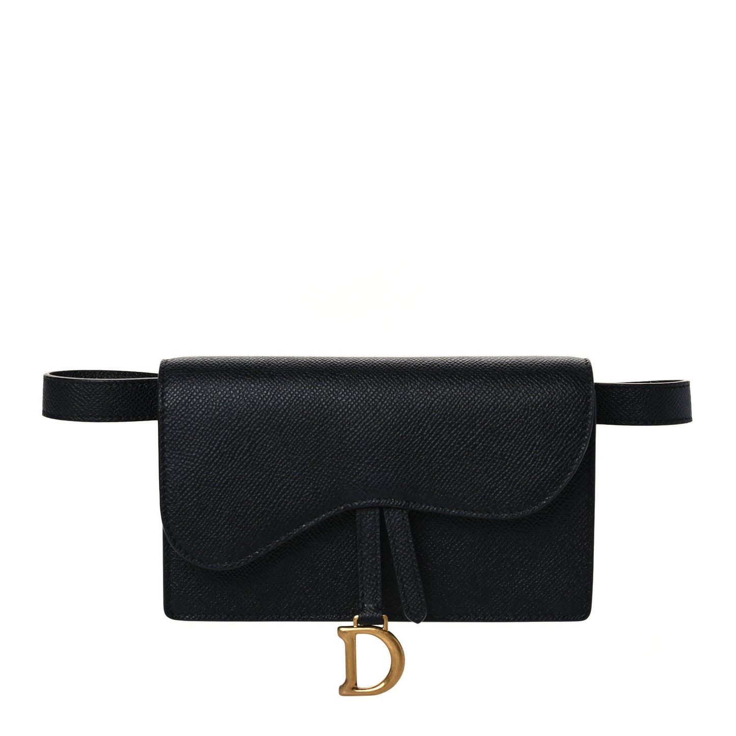 Grained Calfskin Saddle Belt Bag Black