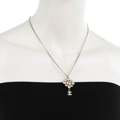 Chanel Crystal CC Pendant Necklace Silver 2 of 6