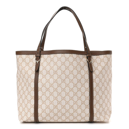 Gucci GG Supreme Monogram Calfskin Medium Nice Tote New Mystic White Beige Brown 1 of 10