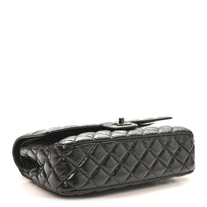 Chanel Shiny Crumpled Calfskin Quilted Medium Double Flap So Black 4 of 11