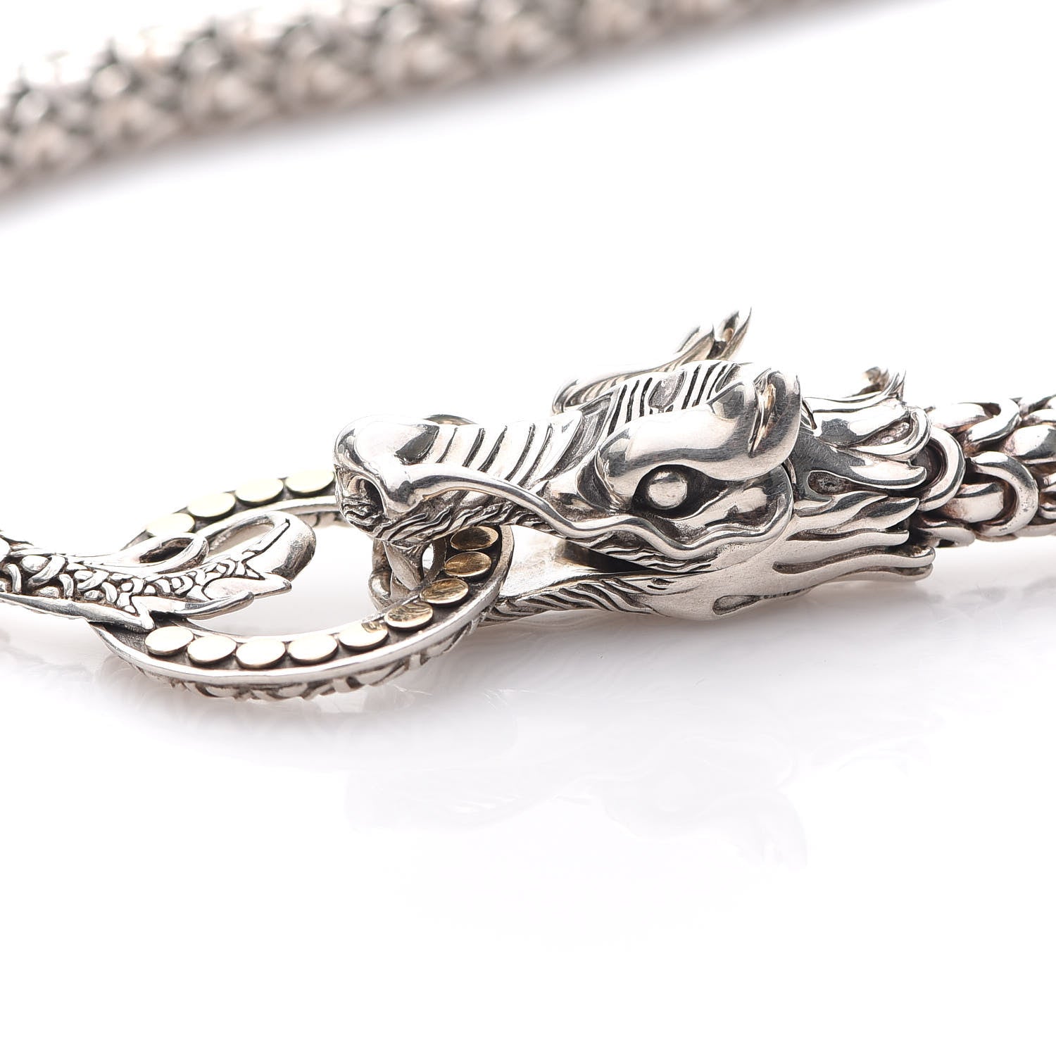 John Hardy Sterling Silver 18K Yellow Gold Naga Dragon Collar Necklace 4 of 5